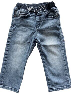 Armani Unisex Jeans 12 Months Distressed Pull-Up Jeans With Logo Waistband